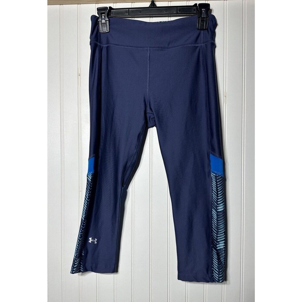 Under Armour HeatGear Blue Compression Capri Leggings 1248497 Womens M